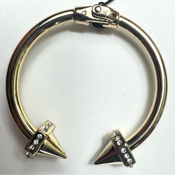Anthropologie Lydell New York Goldtone Spike & Crystal bangle hinge bracelet NWT - Picture 3 of 4